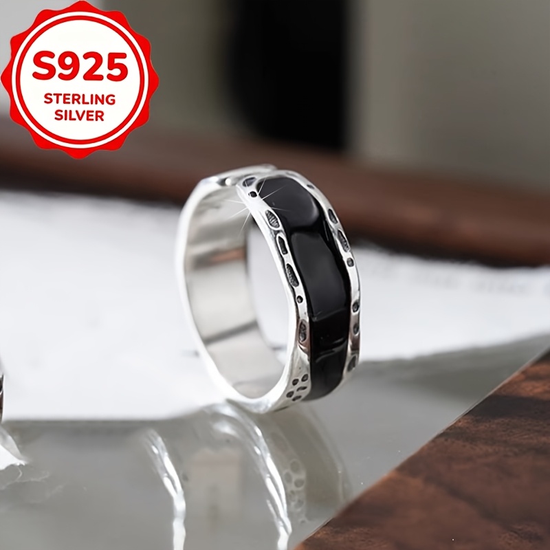 S925 Silver Irregular Texture Adjustable Open Ring — Stylish Gift